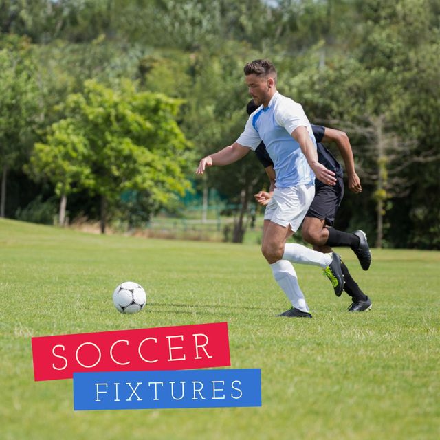 Square image of soccer fixtures over caucasian male players during training - Download Free Stock Videos Pikwizard.com