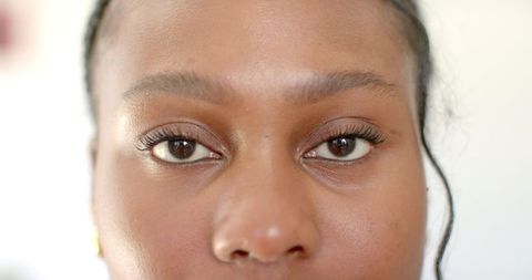 Young African American Woman Gazing Calmly Forward