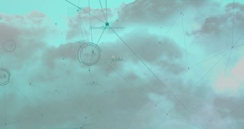 Futuristic Network Over Cloudy Sky