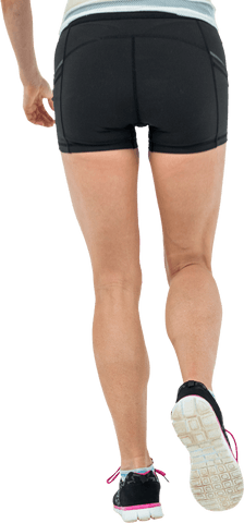 Transparent Female Athlete Leg Workout Rear View