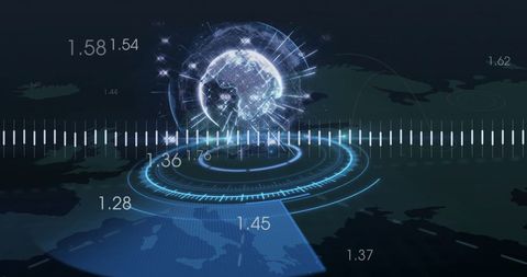Global network connectivity illustration, digital globe with data visualization