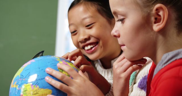 Diverse Children Studying Globe Together in Classroom - Download Free Stock Images Pikwizard.com