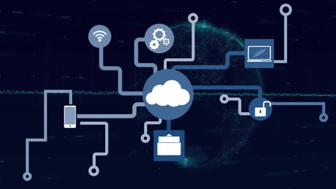 Cloud Computing Network and Data Processing Illustration