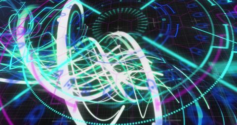 Futuristic Digital Interface with Neon Light Trails and Shapes - Download Free Stock Images Pikwizard.com