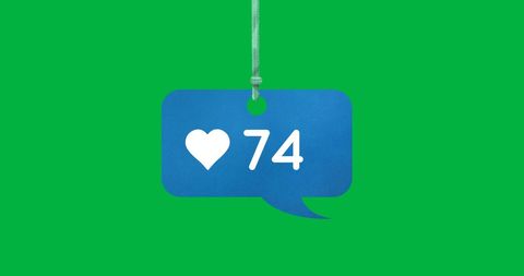Floating Like Icon with 74 Count on Green Background - Download Free Stock Images Pikwizard.com