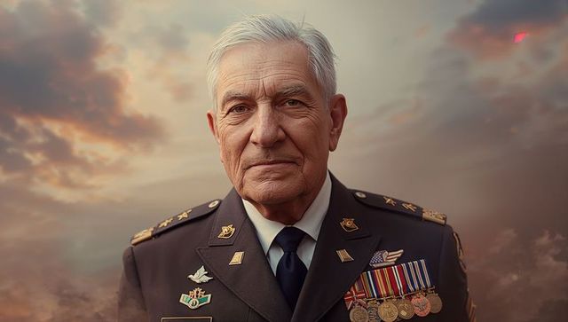 Veteran Officer Radiating Leadership and Valor at Sunrise