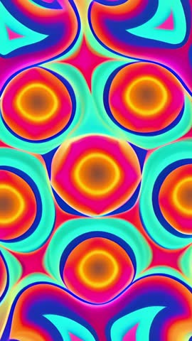 Seamless Vertical Loop: Hypnotic Geometric Morphing with Vibrant Psychedelic Orbs and Swelling Arcs