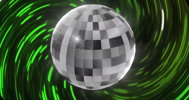 Disco Ball Against Vibrant Green Light Trails Background - Download Free Stock Images Pikwizard.com