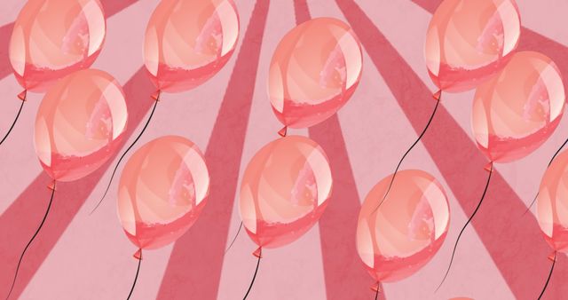 Flying Pink Balloons on Geometric Pink Background - Download Free Stock Images Pikwizard.com