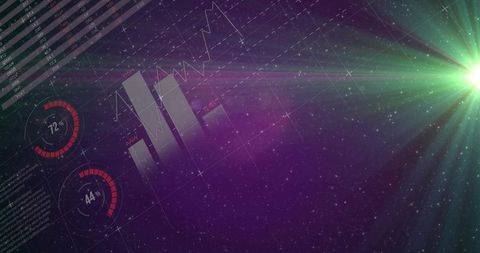 High-Tech Digital Interface Display on Starfield Background