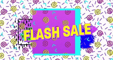 Retro Flash Sale Design with Brightly Colored Patterns