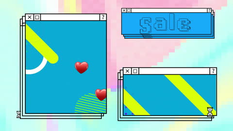 Colorful Digital Sale Animation with Retro Computer Theme