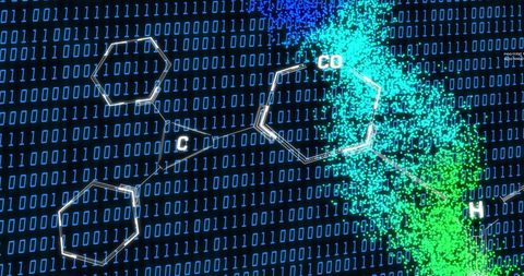 Chemical Structure with Binary Code for Data Processing - Download Free Stock Images Pikwizard.com