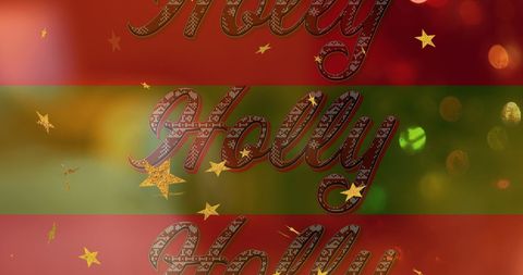Festive christmas patterned holly text with star accents