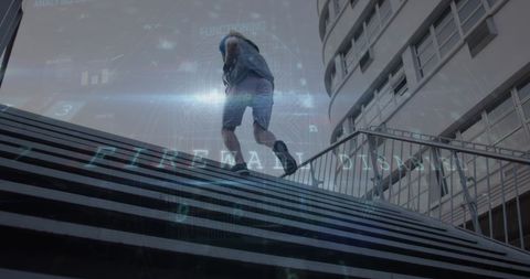 Digital Overlay of Running Athlete amidst Cyber Concepts - Download Free Stock Images Pikwizard.com