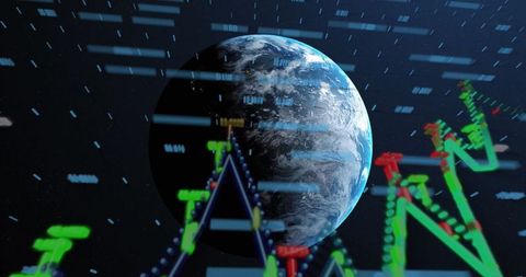Earth Surrounded by Digital Graphs and Data Streams in Space - Download Free Stock Images Pikwizard.com