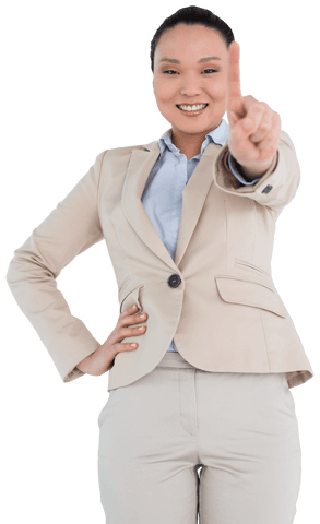 smiling asian businesswoman gesturing number one transparent - Download Free Stock Videos Pikwizard.com