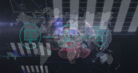 Digital Brain and Global Connections Over World Map - Download Free Stock Images Pikwizard.com