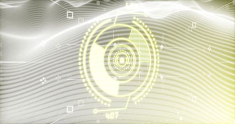 Futuristic digital target with wavy lines and data