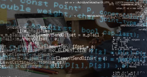 Online Learning and Data Processing Concept with African American Boy