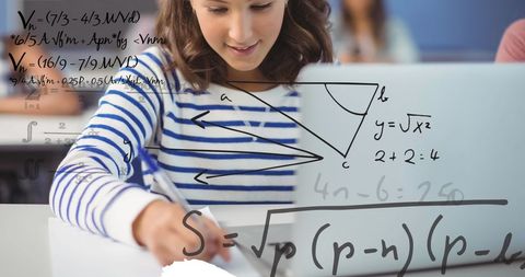 Students Engaging in Math Studies with Formula Overlays