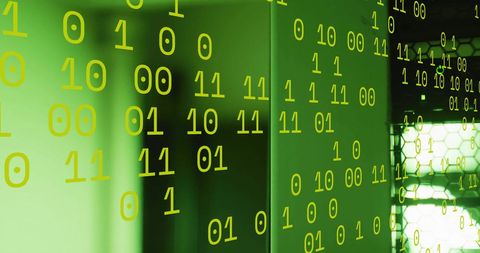 Binary Code Overlay on Green Data Servers - Download Free Stock Images Pikwizard.com