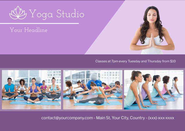 Serene Yoga Studio Flyer for Fitness and Wellness Events Promotion - Download Free Stock Templates Pikwizard.com