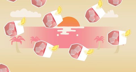 Retro Beverage Collage Against Sunset Beach Scene - Download Free Stock Images Pikwizard.com