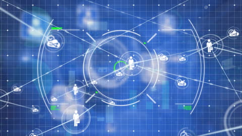 Futuristic Digital Networking Interface with Data Connections