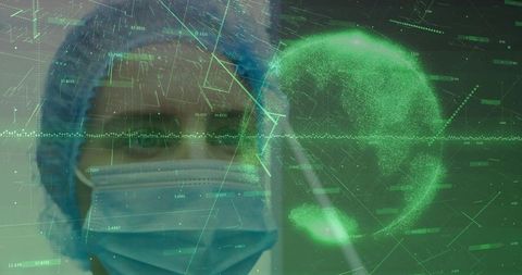 Female Scientist Analyzing Data with Futuristic Hologram Interface