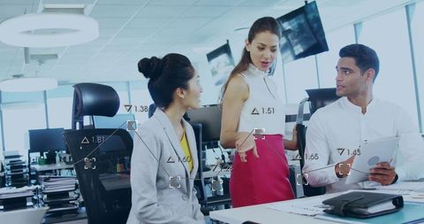 Collaboration and Communication Among Colleagues in Modern Open-Plan Office