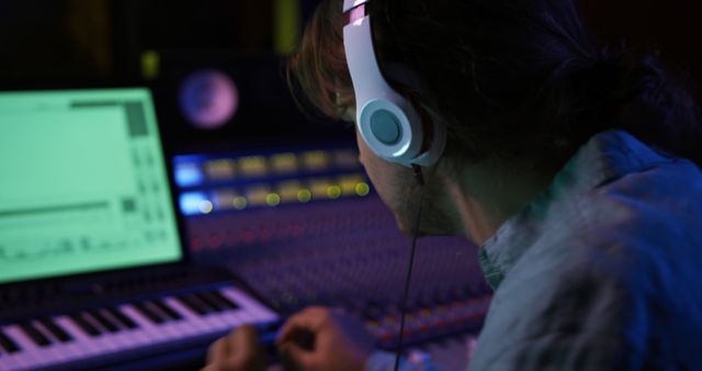 Music Producer Creating Beats in Modern Studio - Download Free Stock Images Pikwizard.com