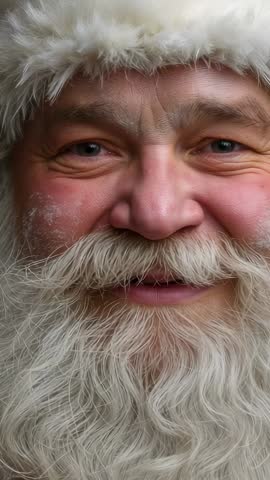 Smiling Santa Claus Talking to Camera in Vertical Video, Festive Closeup Greeting