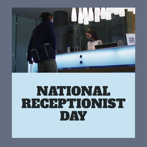 Receptionist Working on National Receptionist Day Greeting Card - Download Free Stock Templates Pikwizard.com