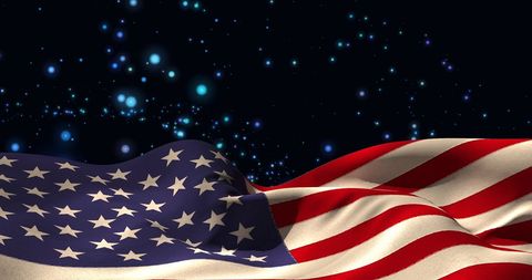 Waving USA Flag with Glowing Lights in Dark Sky - Download Free Stock Images Pikwizard.com