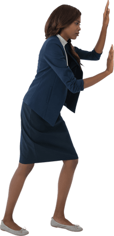 transparent businesswoman pushing invisible barrier with effort - Download Free Stock Videos Pikwizard.com