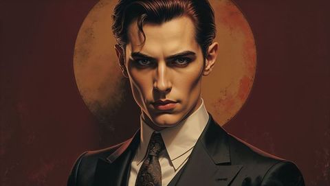 Elegant lucifer portrait with halo effect in studio