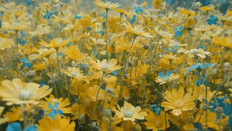 Sweeping View of Vibrant Wildflower Meadow in Bloom