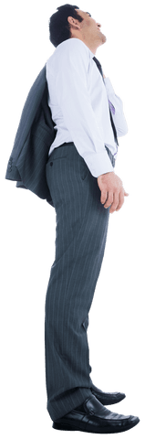 Transparent Background Asian Businessman Looking Upward Happily