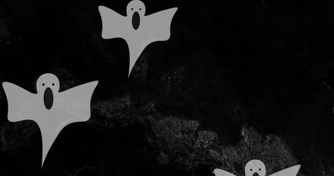 Floating ghosts on mysterious dark background