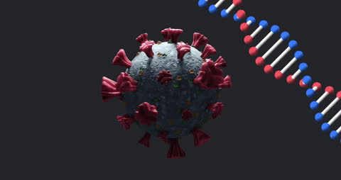 COVID-19 Virus with Spinning DNA Strand Animation