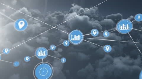 Digital Icons Connecting in Cloud Network Concept