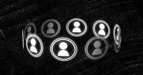 Glowing avatar ring representing connected digital community, network and futuristic ui