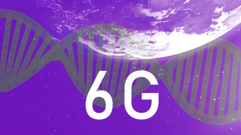 6G Next Generation Technology with DNA Strand and Globe Overlay