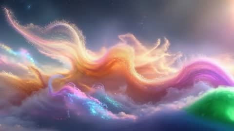 Multicolored Swirling Cosmic Clouds in Starry Sky