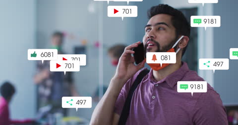 Digital Connectivity with Social Media Icons & Remote Worker