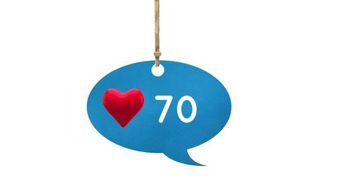 70 likes comment bubble hanging from string