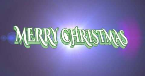 Retro 3d merry christmas text banner with green outline and purple-blue glow