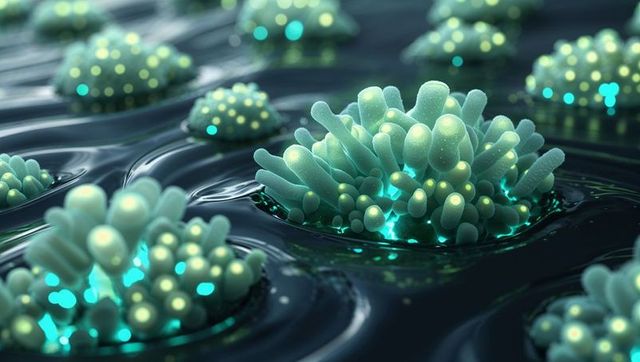 Bioluminescent Clusters Emerging from Dark Liquid Surface