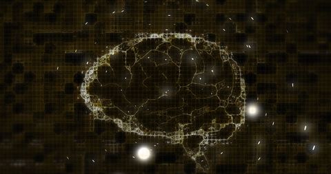 Glowing Brain Outline with Dynamic Light Trails on Brown Background - Download Free Stock Images Pikwizard.com